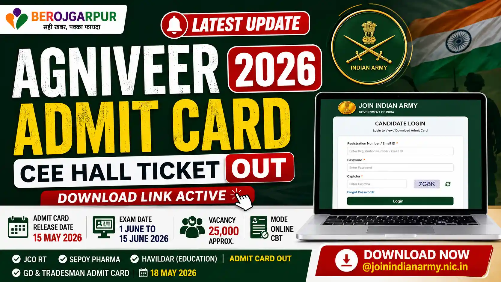 Agniveer Admit Card 2026 OUT