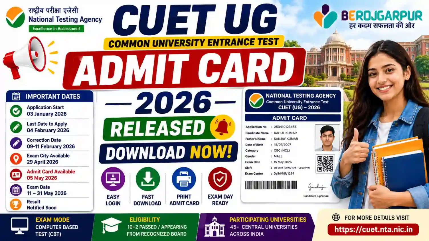 CUET UG Admit Card 2026