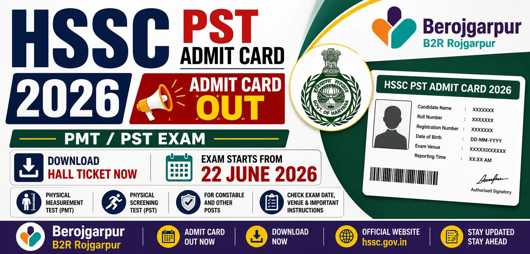 HSSC PST Admit Card 2026 Out