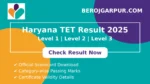 Haryana TET Result 2025