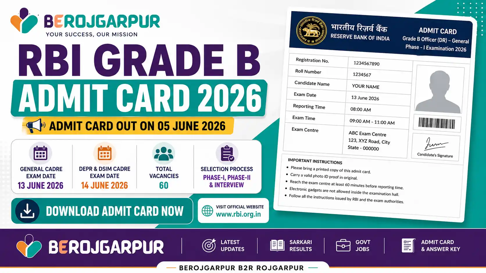 RBI Grade B Admit Card 2026 Out
