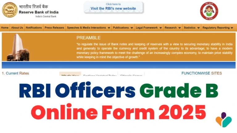 RBI Officers Grade B Online Form 2025