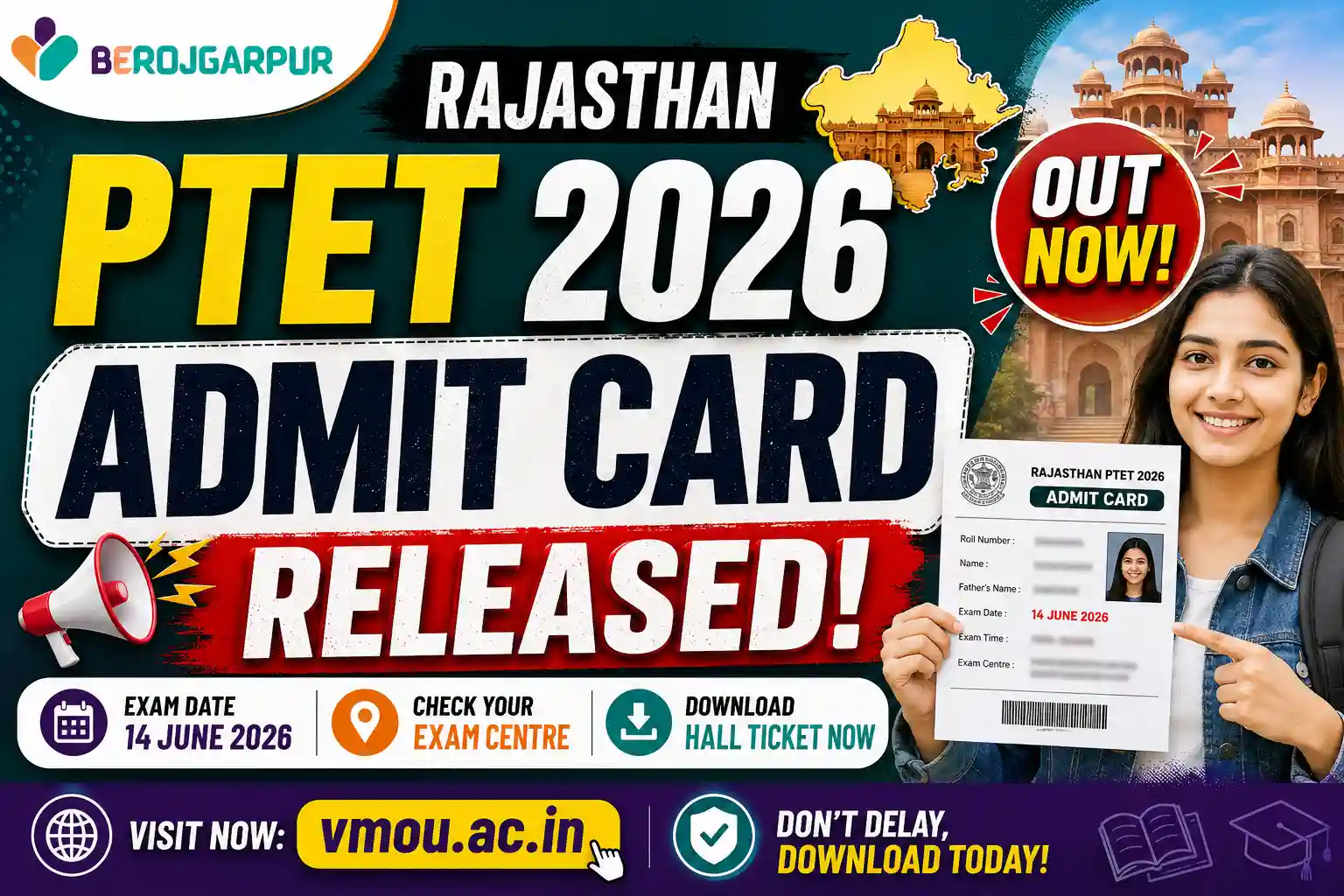 rajasthan ptet admit card 2026 berojgarpur - b2r - rojgarpur Rajasthan PTET Admit Card 2026
