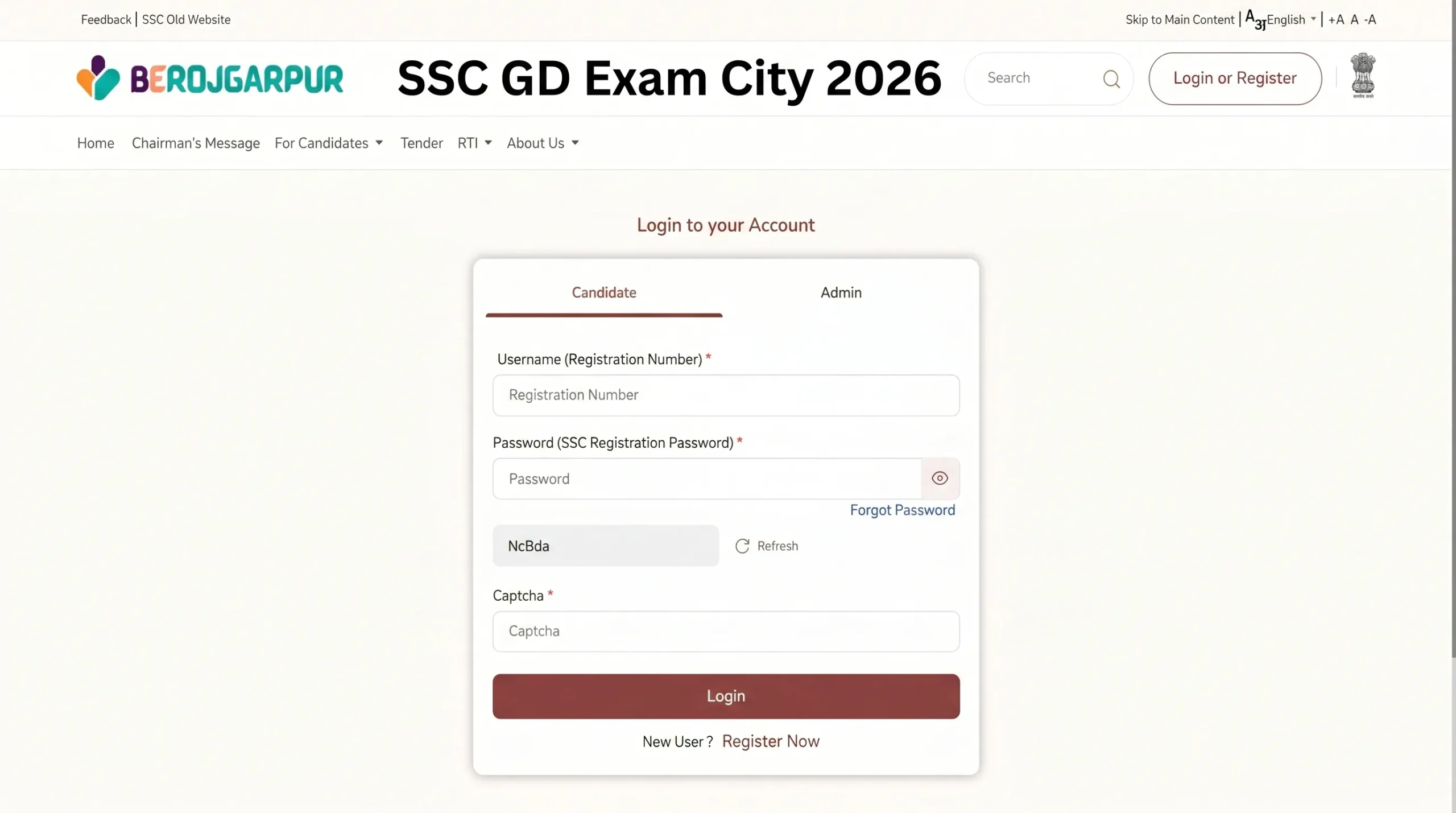 SSC GD Exam City 2026