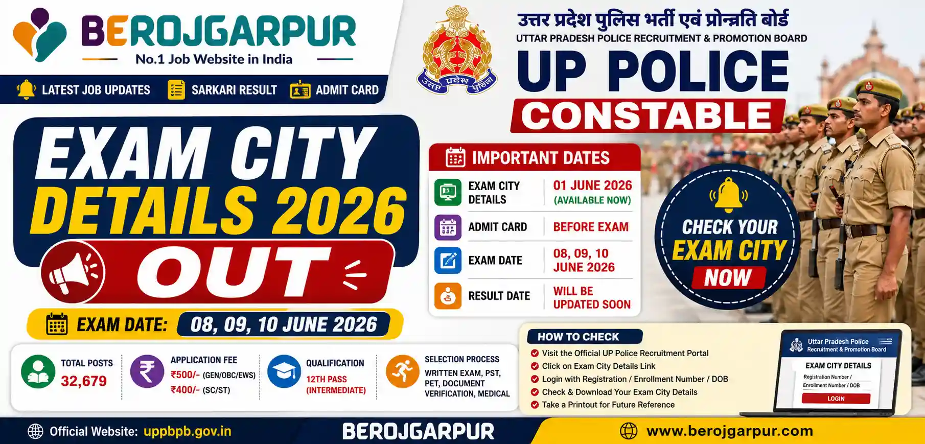 UP Police Constable Exam City Details 2026