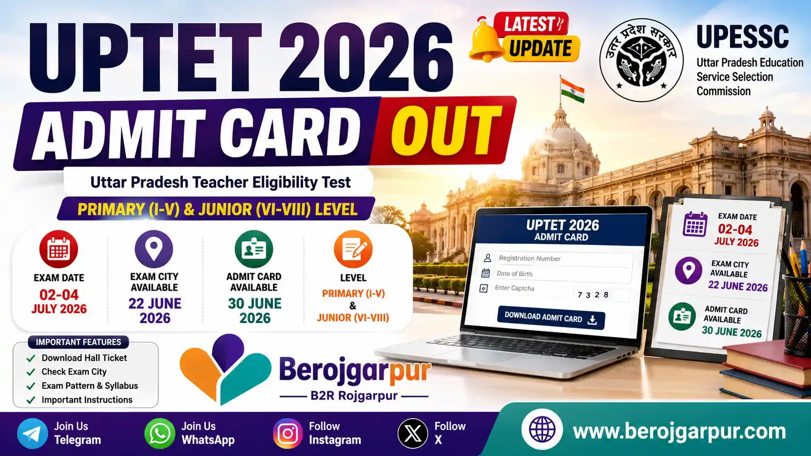 UPTET 2026 Admit Card Out