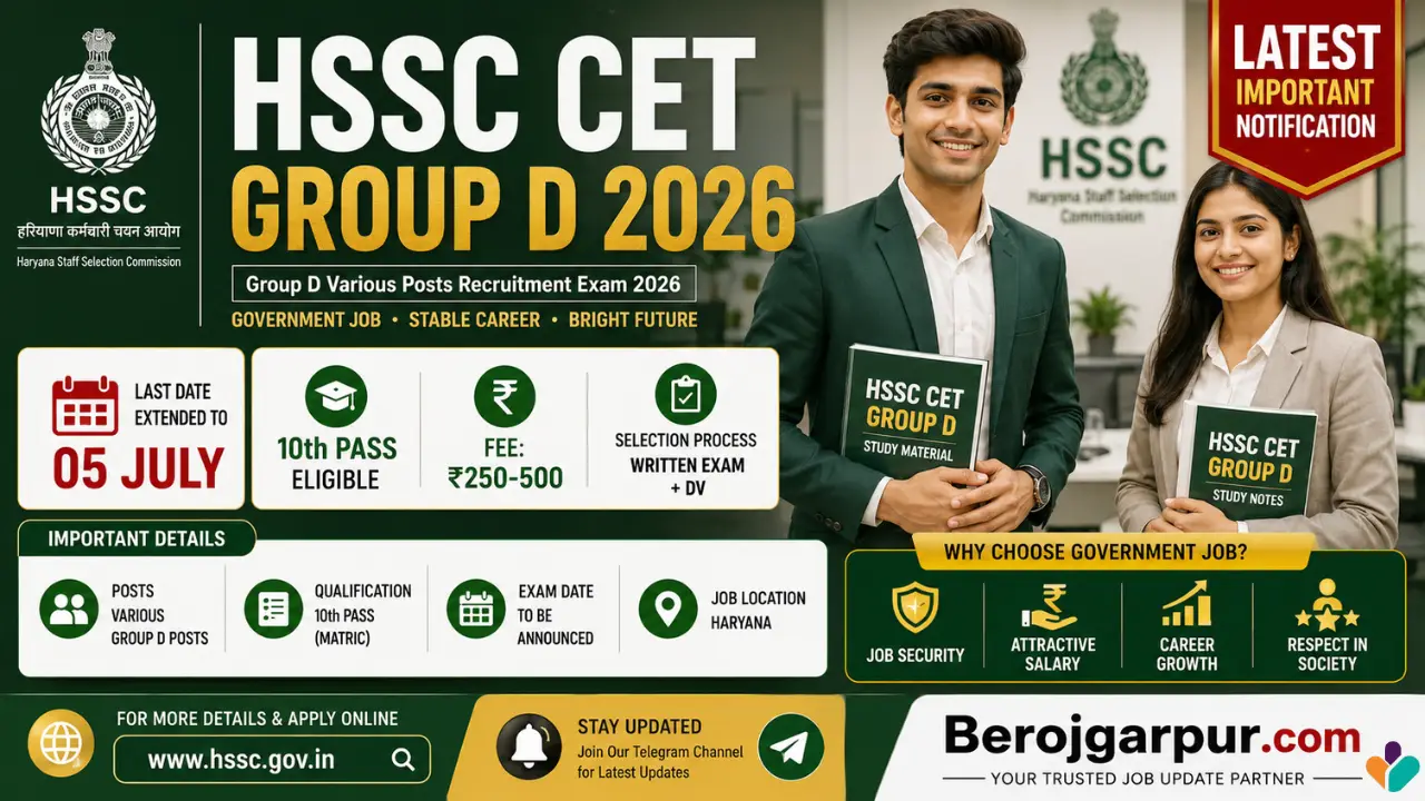 hssc cet group d 2026: apply now | all details | job alert berojgarpur - b2r - rojgarpur hssc cet group d 2026 apply online